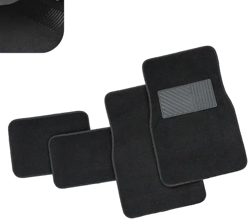 4 PCS Car Carpet Floor Mats, PVC Anti-slip Base Comfortable Carpet, Breathable Flame-retardant Floor Liner for All Weather, Interior Accessory for Cars SUVs Trucks (Black)