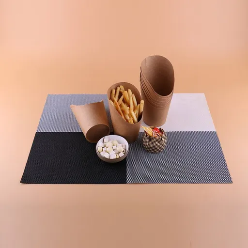 30PCS Disposable French Fries Holder Take out Party Baking Supplies Waffle Paper Popcorn Sandwich Ice Cream Holder Cup Kraft Paper
