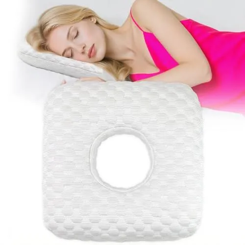 Side Sleeping Pillow with Ear Hole for Pain-Free All-Night Comfort, Ideal for Restful Sleep (white)