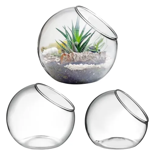 3Pcs Glass Plant Terrarium Containers for Desktop and Garden Use