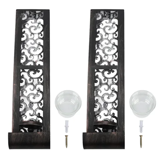 2pcs Wall Candle Holders Exquisite Iron Art Wall Candlestick Durable Antique Candle Scones Wall Decoration for Home Restaurant Office