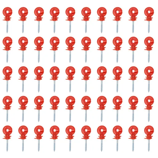 50PCS Fence Insulator Screw In Rainproof Sun Protection Plastic Steel Electric Fence Insulators for Electronic Fence Red