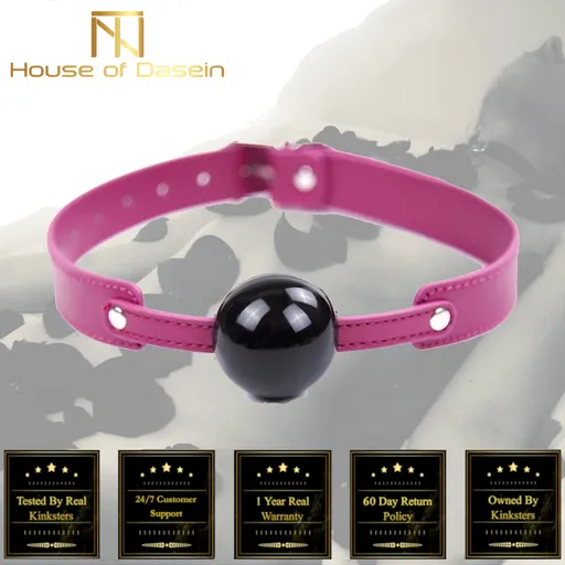 House Of Dasein Pink And Black Silicone Ball Gag Bdsm Mouth Bondage Restraints - Black