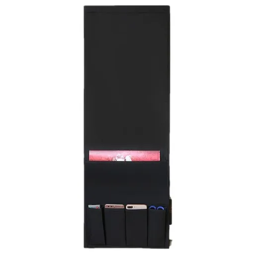 TV Remote Control Holder Couch Caddy, Non-slip Bedside Caddy Organizer with Pockets for Key Glasses Phone Magazine Holders (Black, 32.6"x12.8",Handbag only)