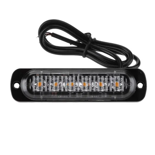 Emergency Strobe Lights, Amber Recovery Car 6LED Light Bar Orange Grill Breakdown Flashing 18 Modes 12/24V