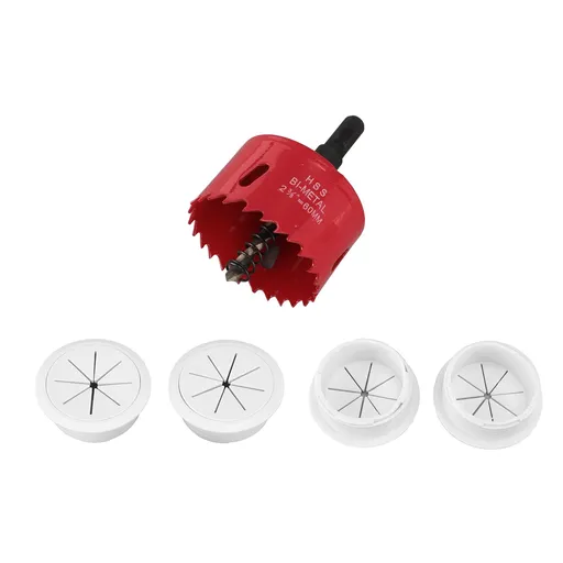 TV Wire Hider for Wall 2‑3/8in 60mm Hole Cord Hider in Wall Cable Management Kit Includes 4 Pass Throughs 1 Hole Saw Drill Attachment 10 Cable Ties