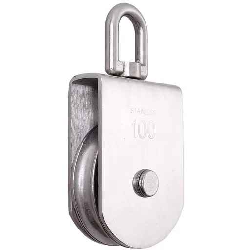 M100 Single Pulley Roller 304 Stainless Steel Heavy Duty Swivel Lifting Rope Block, 1000kg Load