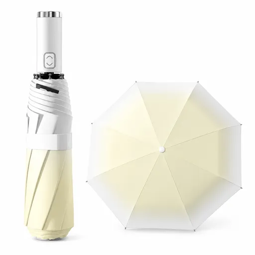 Yellow Gradient 40-Rib Automatic Folding Umbrella - 105 cm Large Canopy with Double Fiberglass Frame, Auto Open Close and Sun Rain Design for Travel and Daily Commute