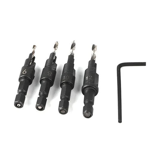 1/4inch Hex Shank HSS Drill Bits Fast Change #6 #8 #10 #12 Countersink Woodworking Tool