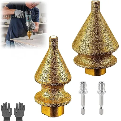 Diamond Chamfering Bit for Angle Grinder, Multi Diamond, Drill Bits Universal Fit, 4-in-1 Chamfer Tool with M10 Stone Marble Stone, Smooth Edge Chamfering, Hole Enlarging