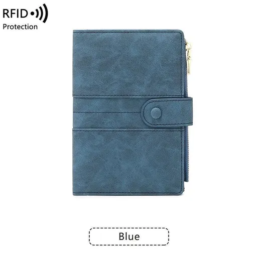 RFID-Protected Multi-Compartment Organiser for Cards Blue