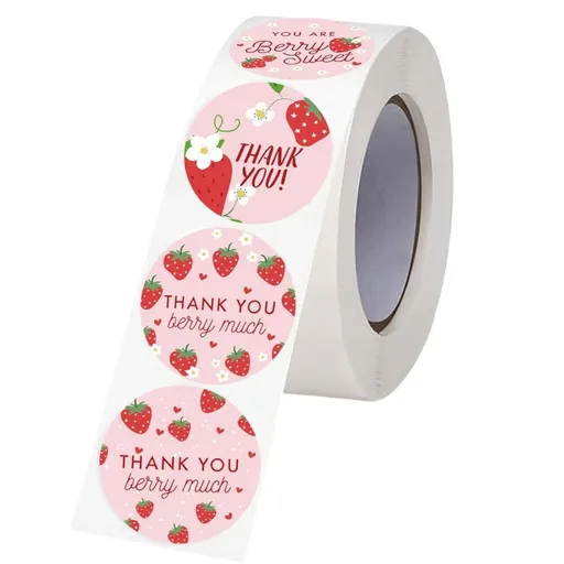 500Counts Strawberry Thank You Labels Seal Sticker Adhesive Labels Thank You Sticker for Wedding Valentines Packaging
