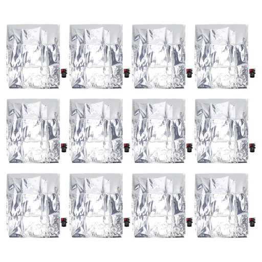 12PCS Water Storage Container Foldable Heat Preservation Emergency Water Bag with Tap for Camping