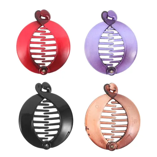 4-Pack Small Flat Banana Hair Clips for Easy Ponytail Styling, Suitable for Curly and Straight Hair