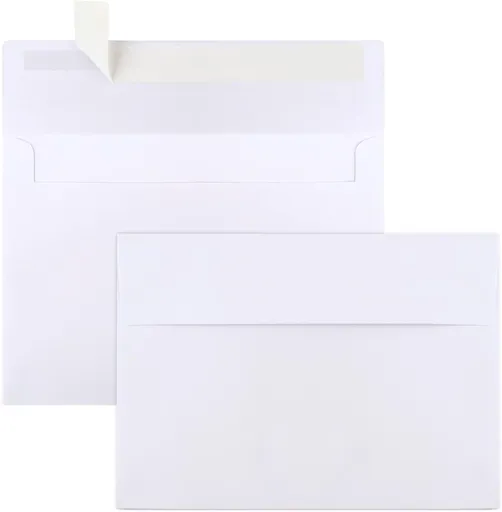 50 Packs 5x7 Envelopes, White A7 Envelopes for Invitations, Printable, Self Seal Weddings, Photos, Postcards, Greeting Cards, Mailing (5.25x7.25in)