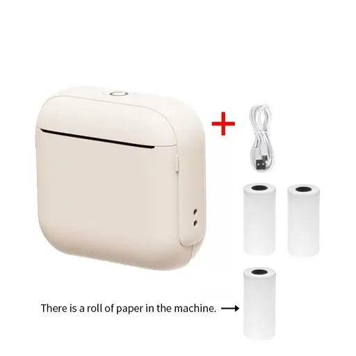 Mini Bluetooth Thermal Printer for Study, Journaling, and Labeling – Inkless Wireless Printing with App Control, Perfect for Students, DIY Lovers, and Home Organization Gifts (White)