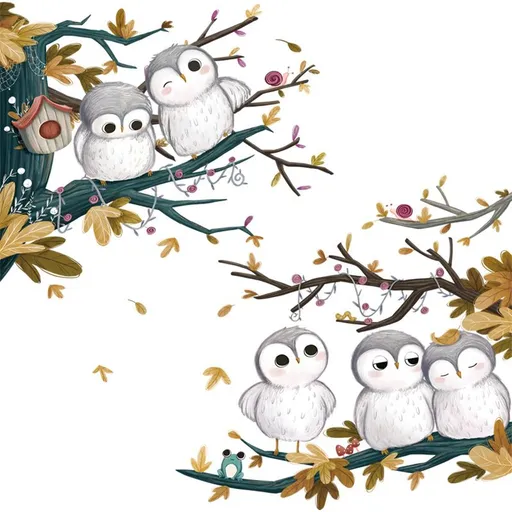 Wall Stickers Cute Little Owls Removable Vinyl for Kids Baby Living Room