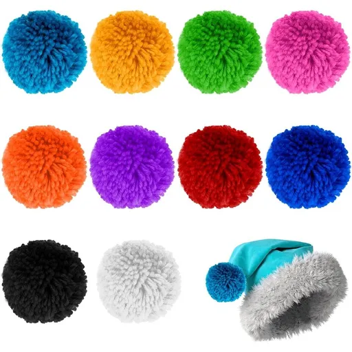 10PCS Large Yarn Pom Poms-3 Inch Made to Order Acrylic Yarn Balls for Hats Or Party Decorations-DIY Craft Pompoms