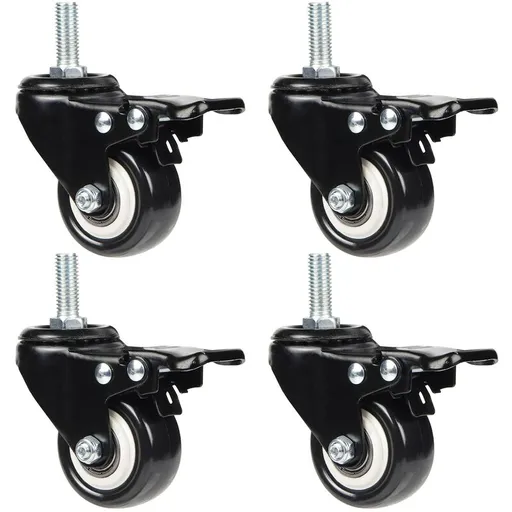 4 Swivel Casters 50Mm Furniture Transport Casters, 40Kg Load Capacity Each, M10 Screws