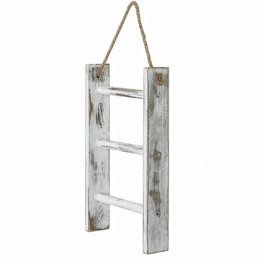 Solid Wood Wall Hanging Hand Towel Ladder Drying Rack, 3 Tier Bathroom Washcloth Hand Towel Storage Rack with Hanger Rope