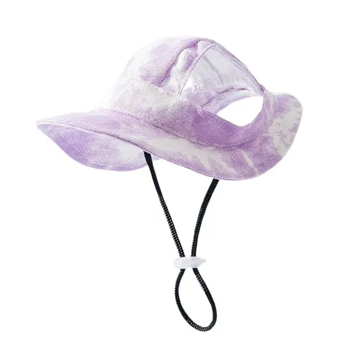 Adjustable Pet Hat with Cute Leaky Ears Sunscreen Fisherman Hat Four Seasons Use - Purple-L