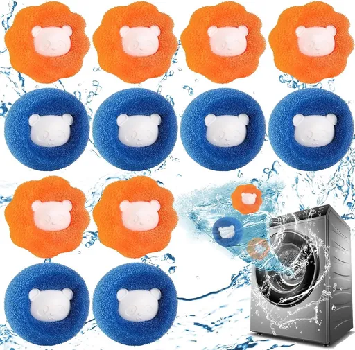 Washing Machine Laundry Balls - 12 Pieces - Laundry Ball - Anti-Hair - Dryer Ball - Fabric Softener Ball - Dryer Ball - Anti-Rolling Laundry Ball - Cleaning Supplies - Household Gadgets - Reusable - Hair Catcher - Anti-Flint - For Washing Machine/Dry
