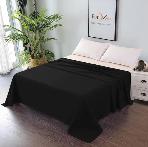 Elegant Comfort Premium Hotel Quality 1-Piece Super King Flat Sheet, Luxury and Softest 2000 Thread Count Bedding Flat Sheet(Super King,Black)