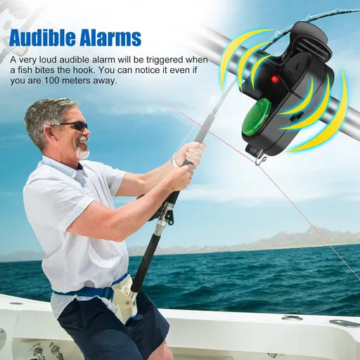 4 Pack Fishing Bite Alarm, Sensitive Electronic Fishing Alarms Indicator, Sound Bite Alert Bell with LED Lights Fishing Bells