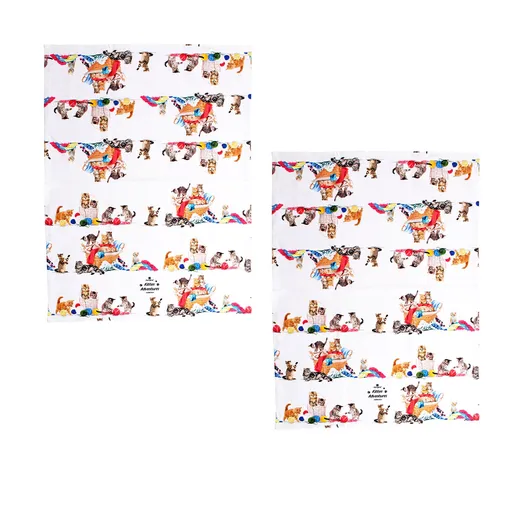 Cotton Kitchen Tea Towels Kittens Design 50 x 70 cm Set of 2 Play Time
