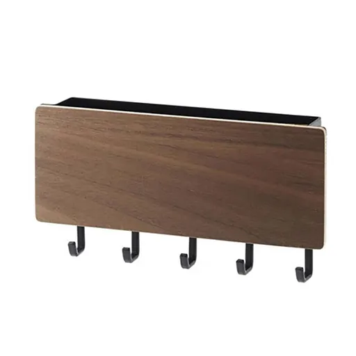 Key and Letter Holder for Wall with 5 Hooks Wall Mounted Rack for Kitchen Bedroom Wardrobe Door Entrance Wooden -2pcs