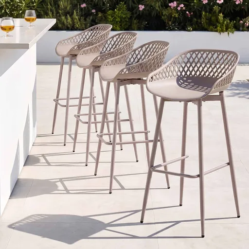 Gardeon 4-Piece Outdoor Bar Stools Plastic Metal Dining Chair Furniture Coffee