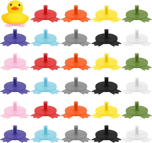 30Pcs Duck Feet Plug, Rubber Duck Mount Car Dashboard Holder Organizer - Accessories with Strong Adhesive Backing, 10 Assorted Colors for Jeep Dash, Vehicle Interior Decor, Party Favors