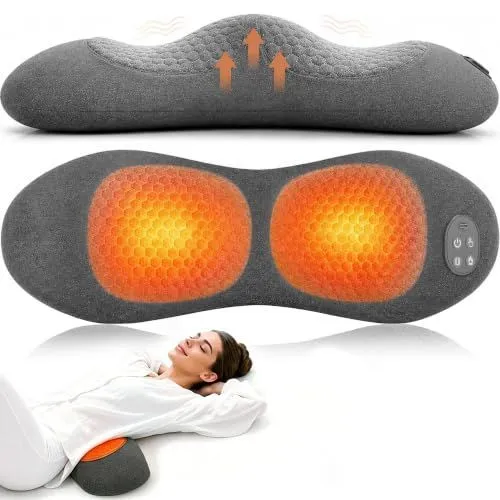 Triple Fusion Back Massager, 3-in-1 Electric Lumbar Support Pillow Heat, Vibration & Air Traction, Lower Back Pain Relief, Spinal Decompression Device, For Bed, Office Chair, Couch & Recliner - Dark Gray - Size 23*9in