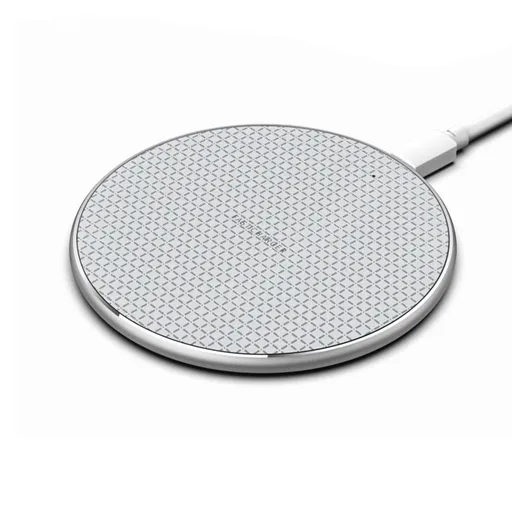 10W Qi Wireless Fast Charger with 1m USB Charging Cable for Smartphones - Silver