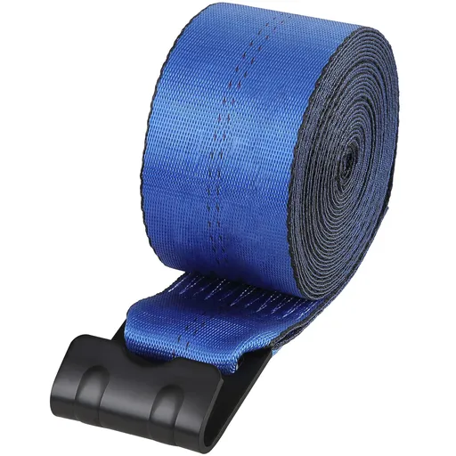 Winch Straps, 10.2 cm x 9.1 m, 2.7T Load Capacity, 8.2T Breaking Strength, Truck Straps with Flat Hook, Flatbed Tie Downs Cargo Control for Trailers, Farms, Rescues, Tree Saver, Blue (10 Pack)