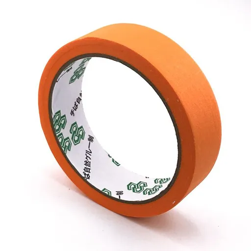 Handheld Masking Tape Dispenser with Tear-Off Serrated Edge and Assorted Color Paper Tape Rolls for Painting, DIY Crafts, Labeling, and Surface Protection Tasks (5 Rolls Orange Masking Tape)