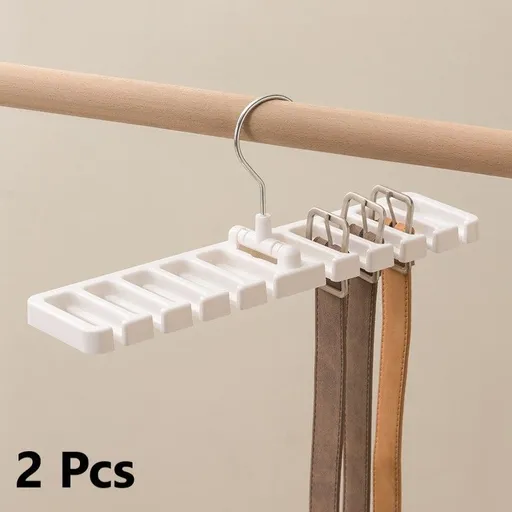 Closet Accessory Hanging Storage Rack,10‑Hole Belt & Tie Organiser for Scarf Display,Beige 2‑Pack,Neat Wardrobe Solution,Christmas Halloween Practical Household Present
