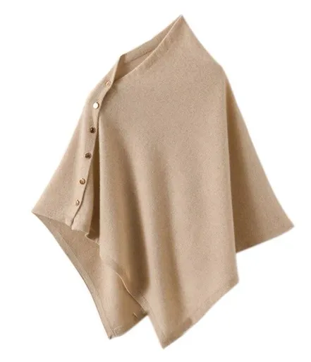 Khaki Women's Winter Shawl Wrap - 140 x 56 cm Polyester Two Way Knitted Cape Scarf, Warm Lightweight Layer for Everyday Outfits, Work and Travel