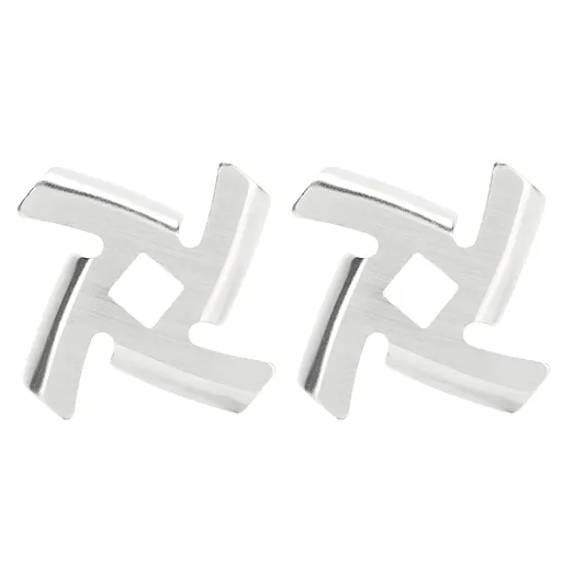 2Pcs Meat Grinder Blade 304 Stainless Steel Grinding Plate Disc Accessory for 5#/B Type Grinder(8MM Square Hole Crossed Blade )
