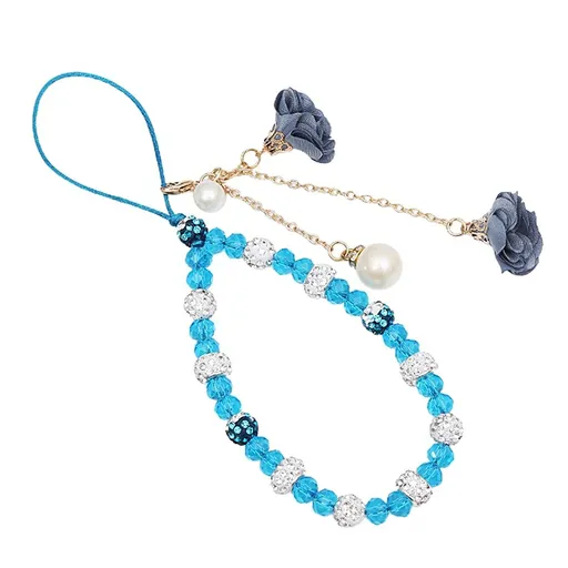 Cell Phone Straps Crystal Flower Charm Phone Lanyard Pocket Keychain Strap Key Purse Decoration for Woman