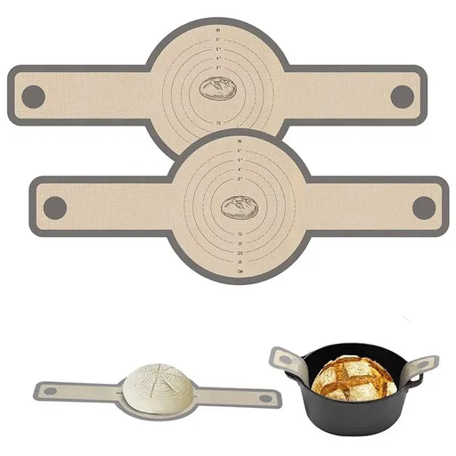 1PC Round Double-Ear Long-Handle Baking Tool, Bread Baking Mat, Silicone Pot Mat