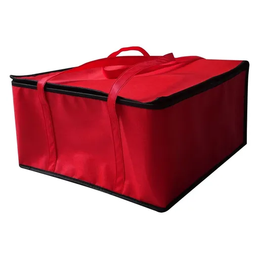 Insulated Food Delivery Bag, 17.32x17.32x9.65in Red Thermal Cooler Tote, Pizza Warmer for Hot Cold Grocery