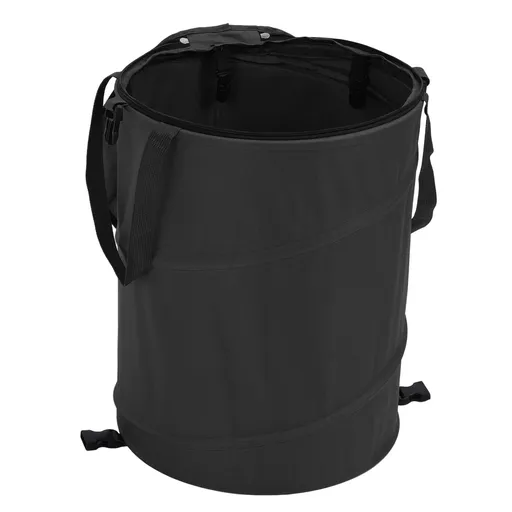 Camping Trash Can with Zippered Lid 24 Gallons Large Capacity Foldable Portable Garden Garbage Container for Outdoor Picnic Black