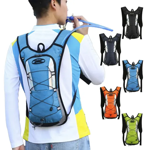 Hydration Backpack Water Pack for Hiking Running Biking Climbing Polyester Padded Straps Lightweight, 16.93x9.06x1.97in