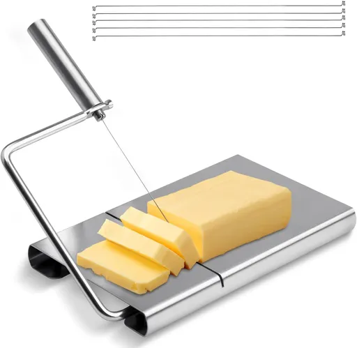 Cheese Slicers With Wire, Cheese Cutters for Block Cheese with 6 Replacement Wires, Stainless Steel Cheese Slicers