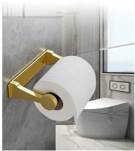 Aluminum Self-Adhesive Paper Towel Holder for Kitchen and Bathroom, 16x9.8cm, No Drilling Required, Gold