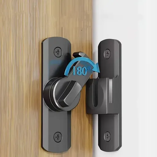Aluminum alloy baked paint barrel bolt lock, 180° rotation universal left/right, double self-locking anti-pry, practical choice for multi-scenario door security!/black