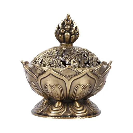 Classic Lotus Incense Burner, Vintage Cone Charcoal Incense Burner, Lotus Cone Incense Holder for Stick and Cone