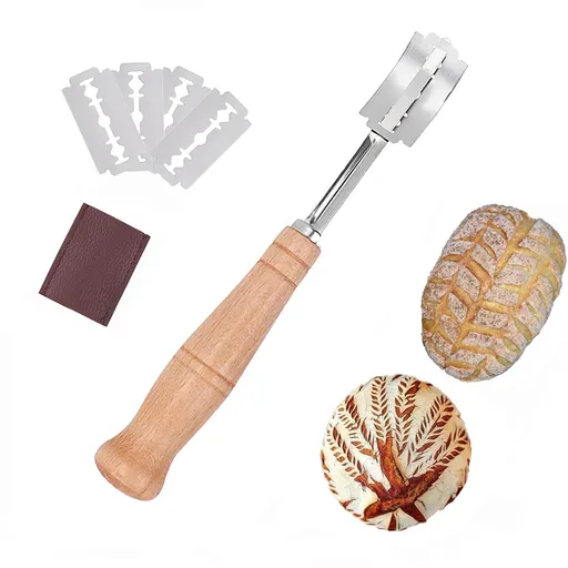 Bread Lame with 5 Replacement Blades,Hand Crafted Bread Lame Dough Scoring Tool,Sourdough Bread Baking Supplies,Bread Knife