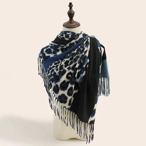 Fashion Tassel Scarf, Navy Blue